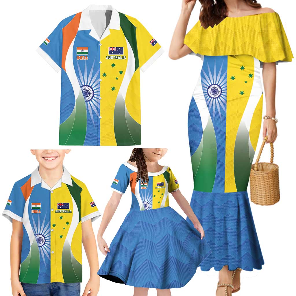 Custom India Vs Australia Cricket Family Matching Mermaid Dress and Hawaiian Shirt Final Matchup - Wonder Print Shop