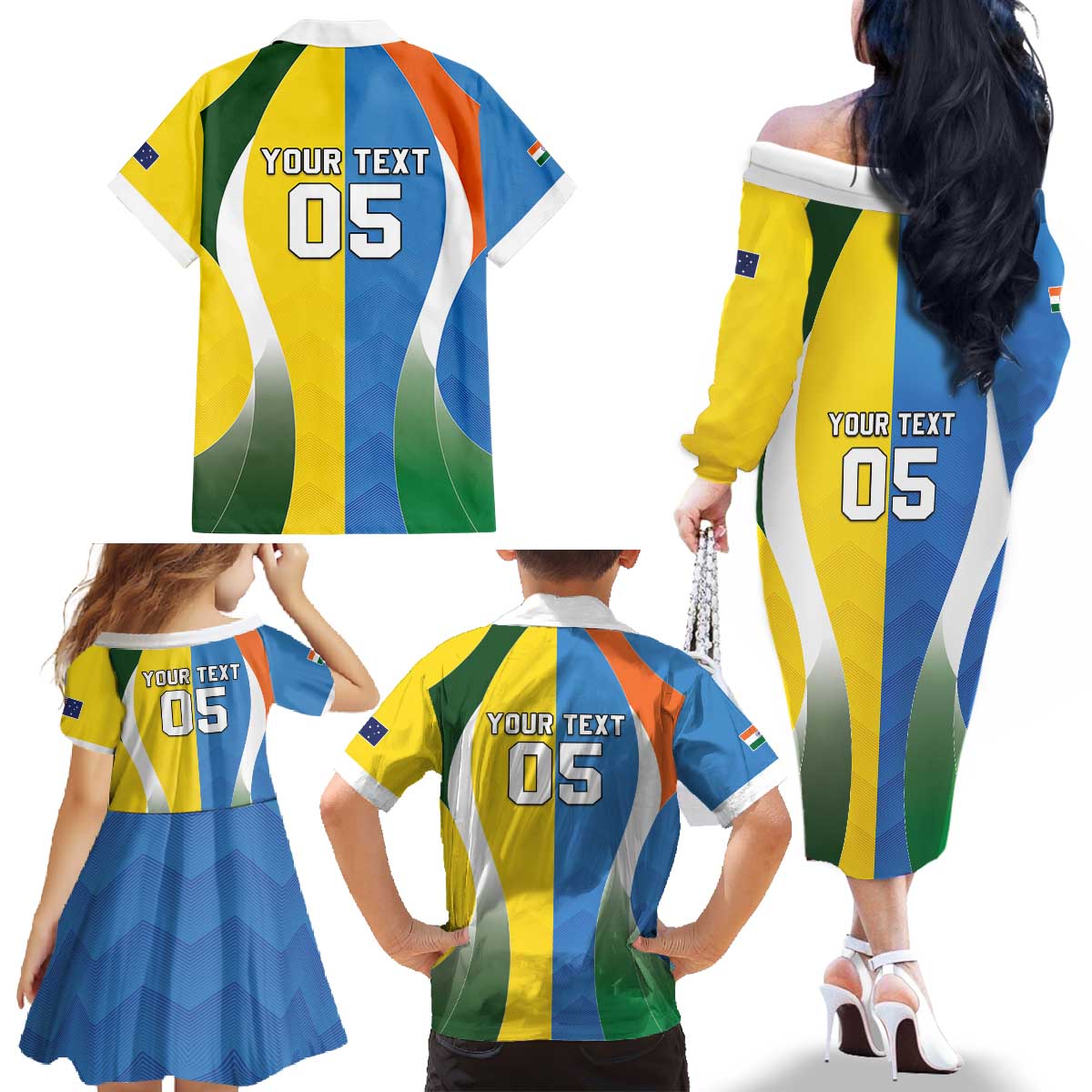 Custom India Vs Australia Cricket Family Matching Off The Shoulder Long Sleeve Dress and Hawaiian Shirt Final Matchup - Wonder Print Shop