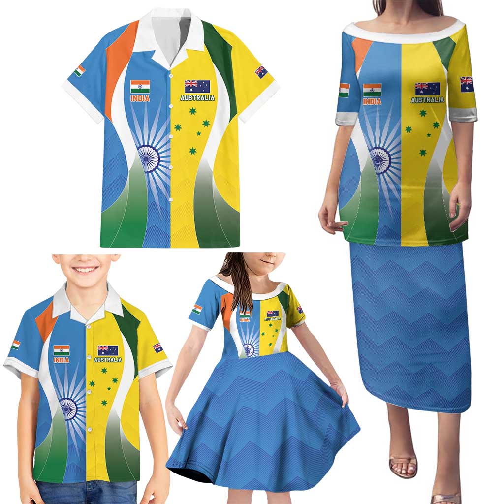 Custom India Vs Australia Cricket Family Matching Puletasi and Hawaiian Shirt Final Matchup - Wonder Print Shop