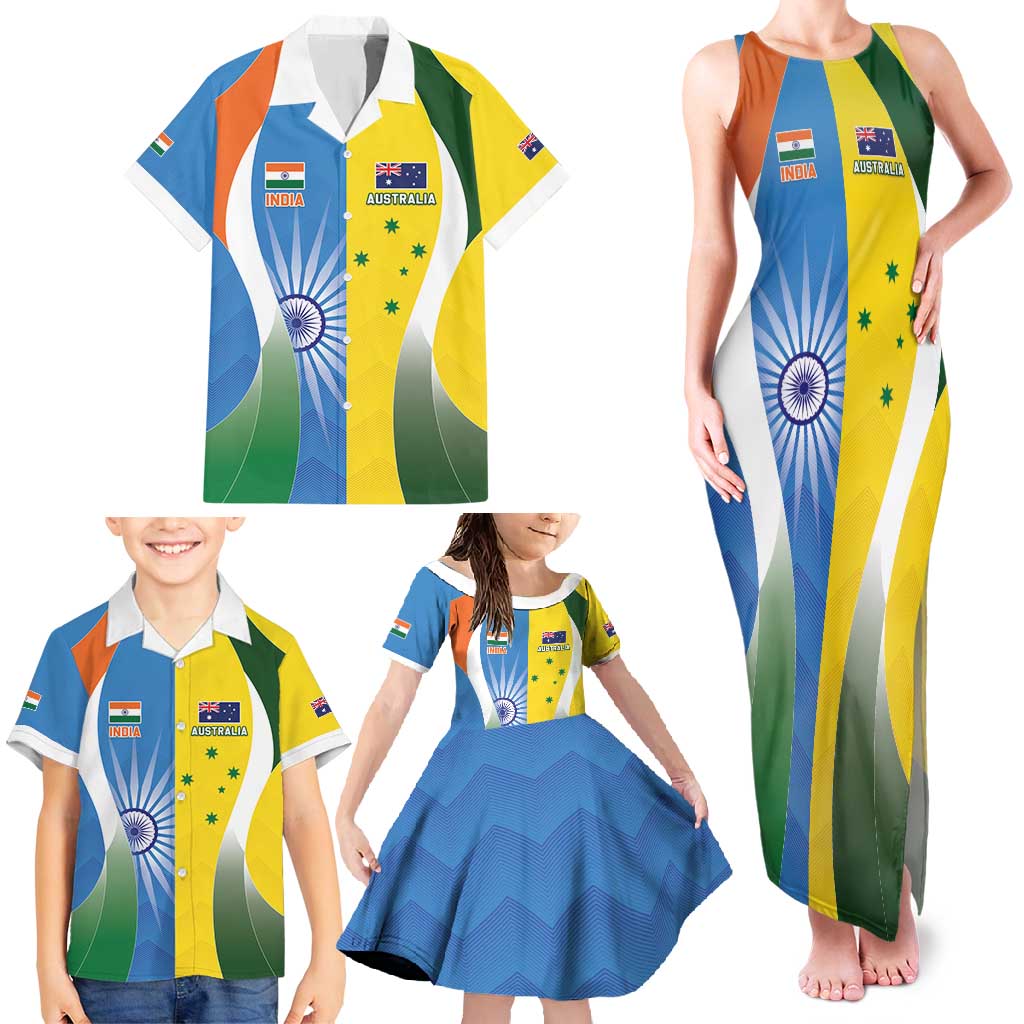 Custom India Vs Australia Cricket Family Matching Tank Maxi Dress and Hawaiian Shirt Final Matchup - Wonder Print Shop