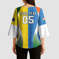 Custom India Vs Australia Cricket Kimono Sleeve Blouse Final Matchup - Wonder Print Shop