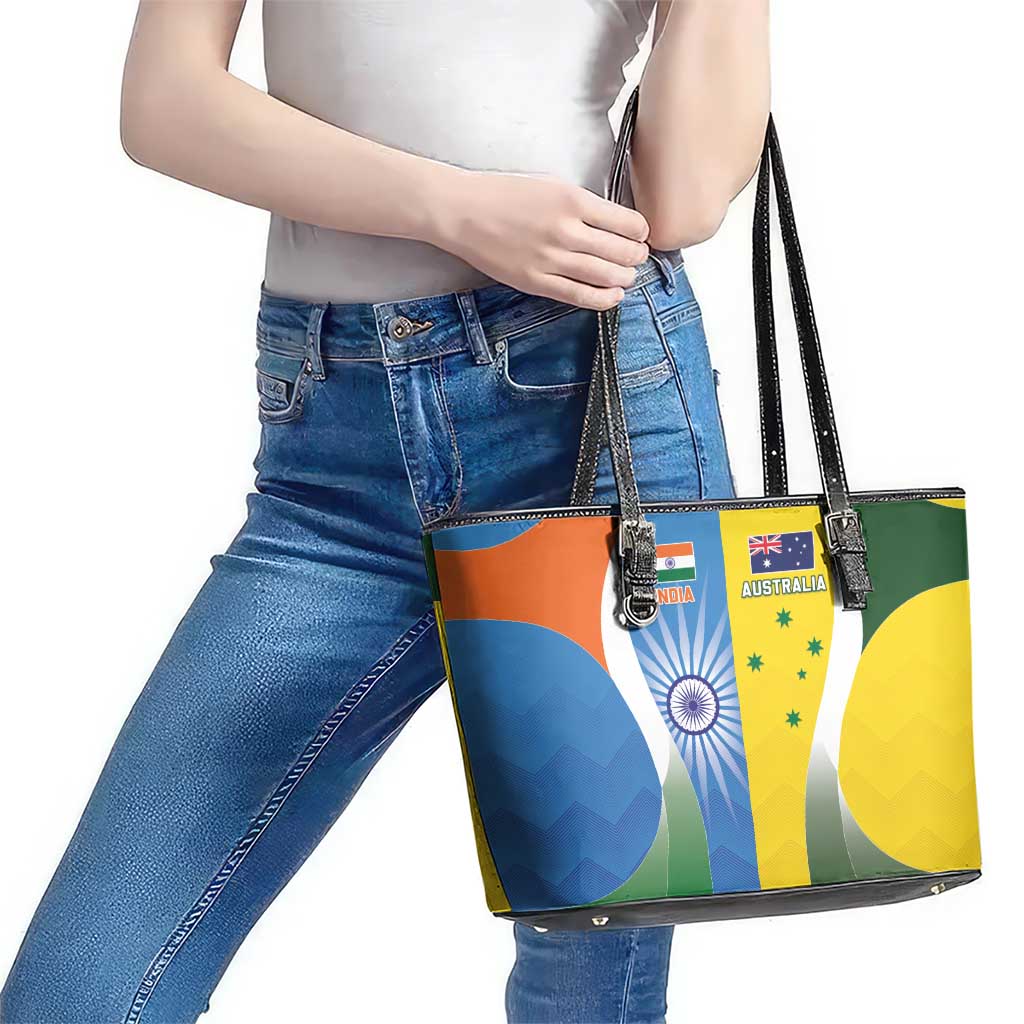 India Vs Australia Cricket Leather Tote Bag Final Matchup - Wonder Print Shop