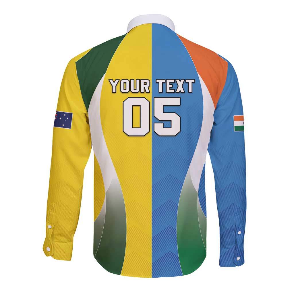 Custom India Vs Australia Cricket Long Sleeve Button Shirt Final Matchup - Wonder Print Shop