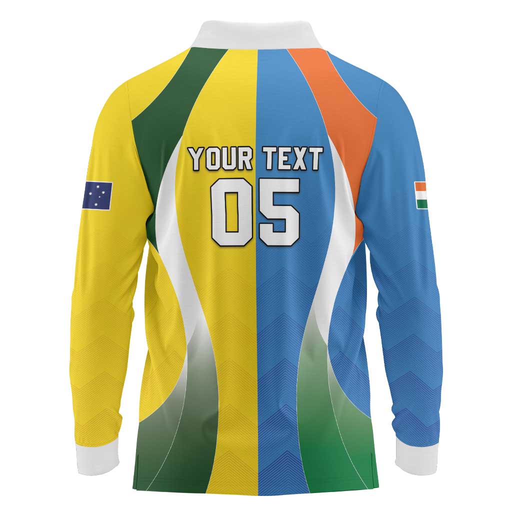 Custom India Vs Australia Cricket Long Sleeve Polo Shirt Final Matchup - Wonder Print Shop