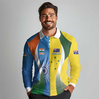 Custom India Vs Australia Cricket Long Sleeve Polo Shirt Final Matchup - Wonder Print Shop