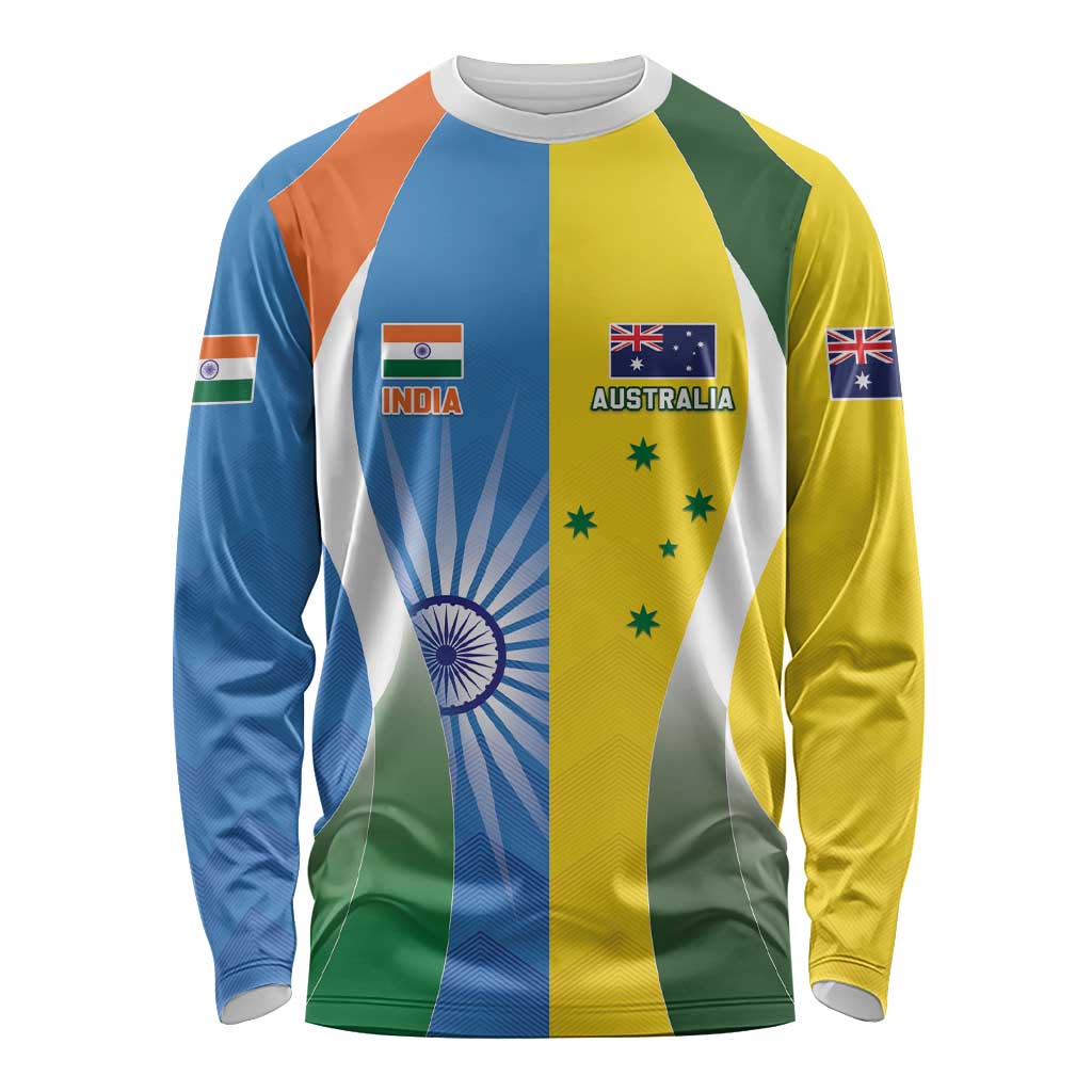 Custom India Vs Australia Cricket Long Sleeve Shirt Final Matchup - Wonder Print Shop