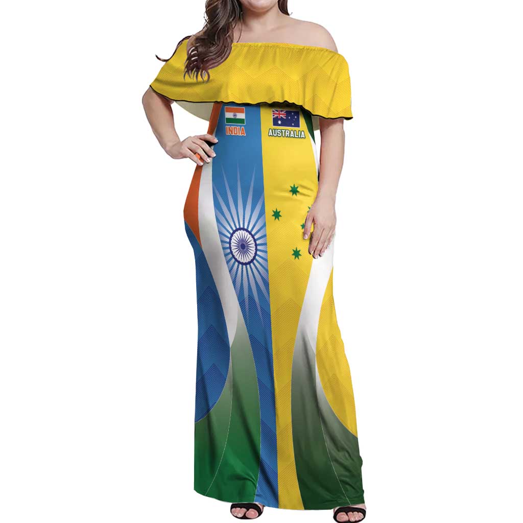 Custom India Vs Australia Cricket Off Shoulder Maxi Dress Final Matchup - Wonder Print Shop