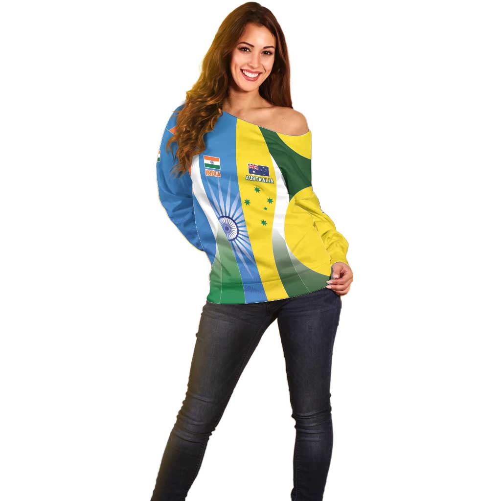 Custom India Vs Australia Cricket Off Shoulder Sweater Final Matchup - Wonder Print Shop