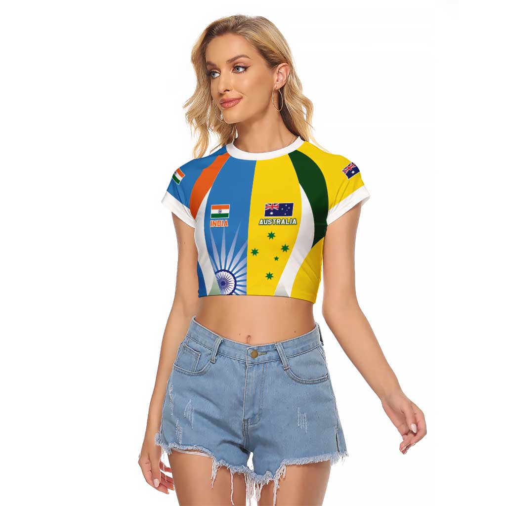 Custom India Vs Australia Cricket Raglan Cropped T Shirt Final Matchup - Wonder Print Shop