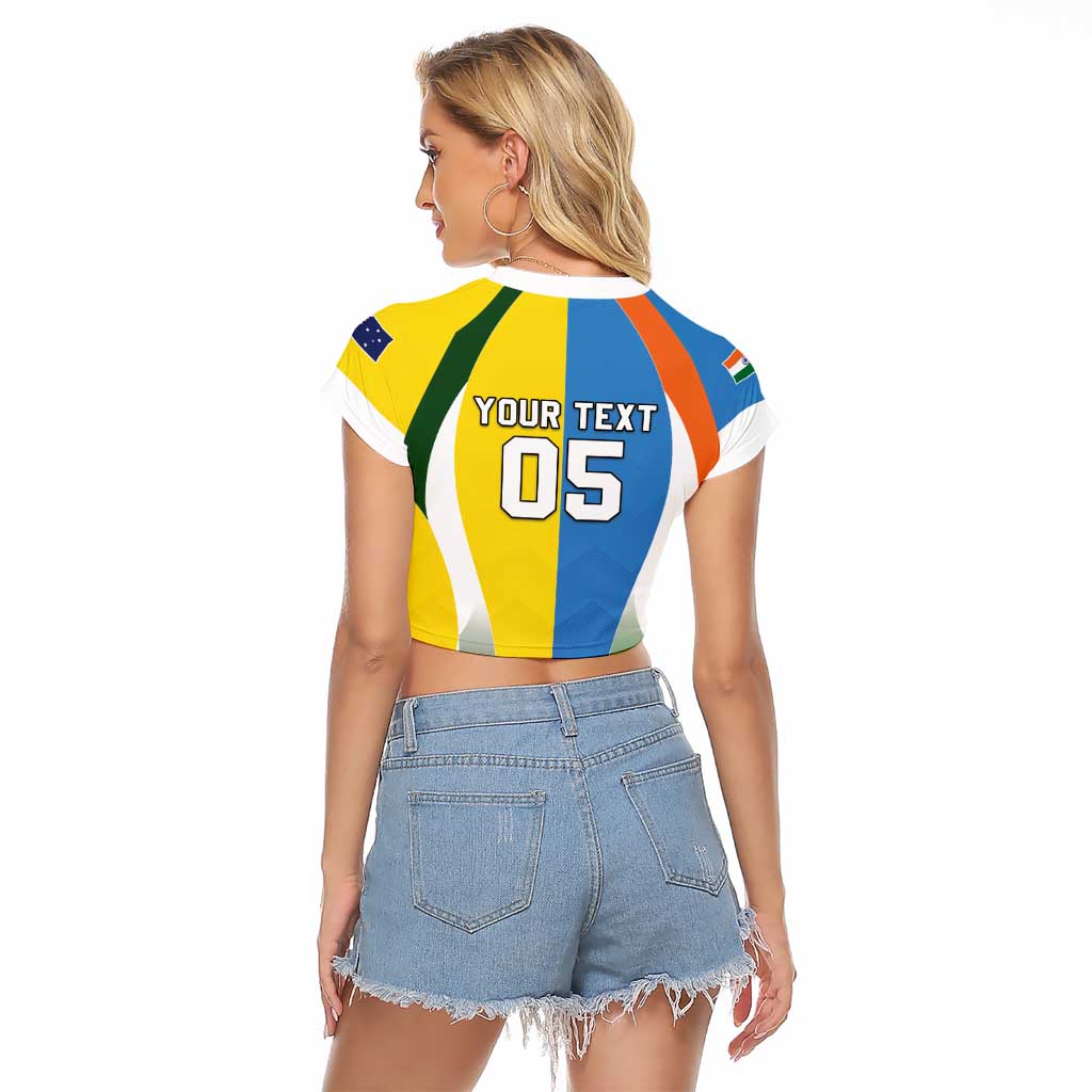 Custom India Vs Australia Cricket Raglan Cropped T Shirt Final Matchup - Wonder Print Shop