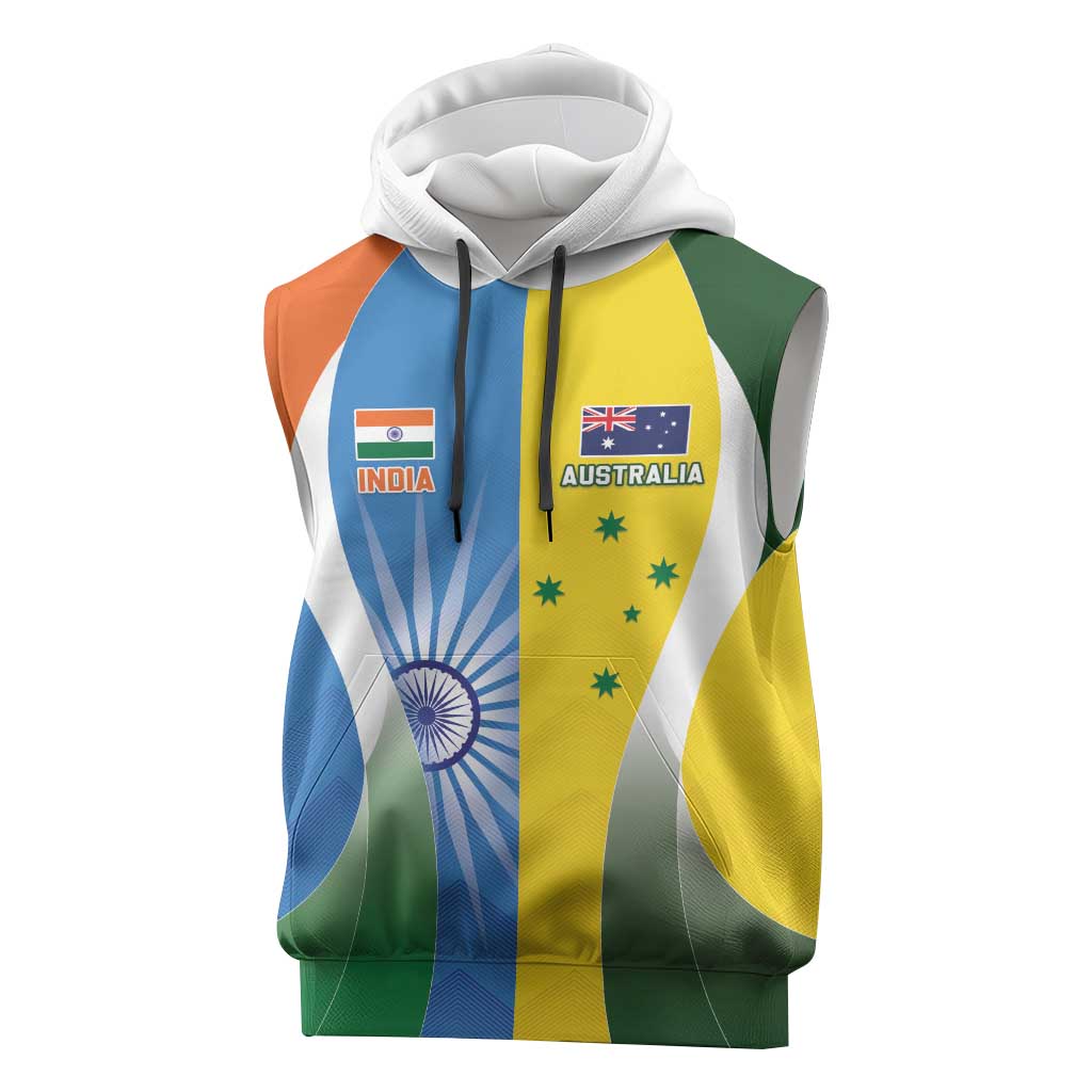 Custom India Vs Australia Cricket Sleeveless Hoodie Final Matchup - Wonder Print Shop