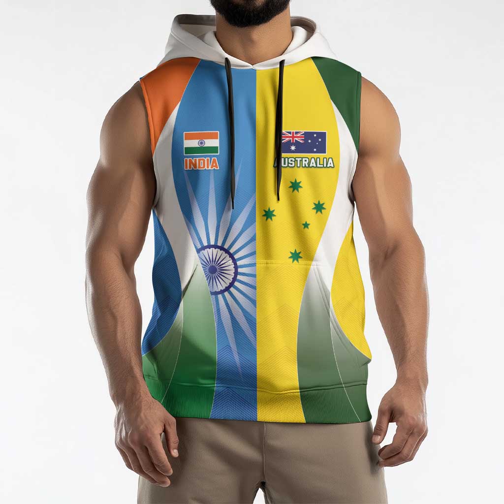 Custom India Vs Australia Cricket Sleeveless Hoodie Final Matchup - Wonder Print Shop