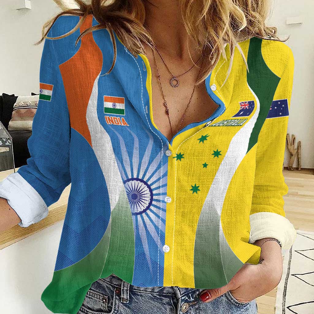Custom India Vs Australia Cricket Women Casual Shirt Final Matchup - Wonder Print Shop