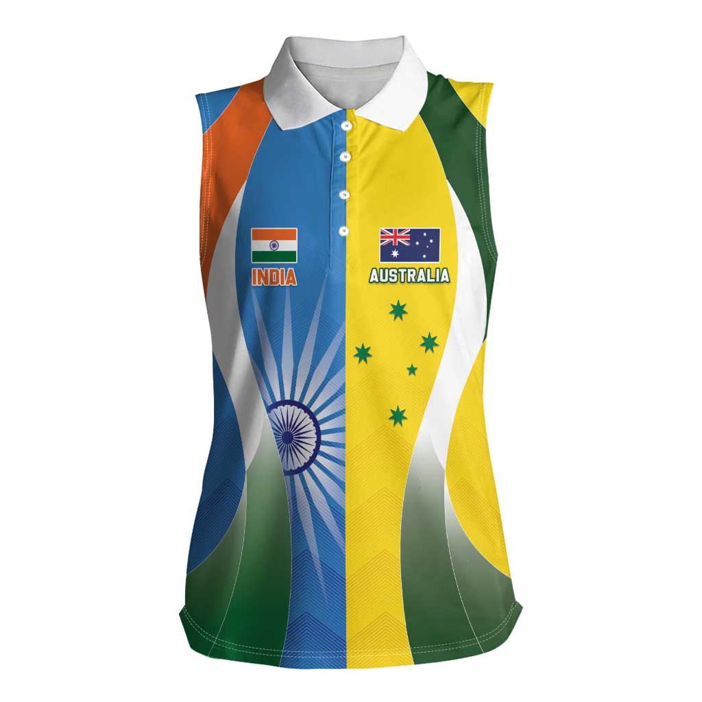 Custom India Vs Australia Cricket Women Sleeveless Polo Shirt Final Matchup - Wonder Print Shop