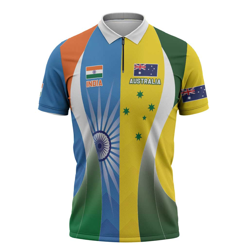 Custom India Vs Australia Cricket Zipper Polo Shirt Final Matchup - Wonder Print Shop