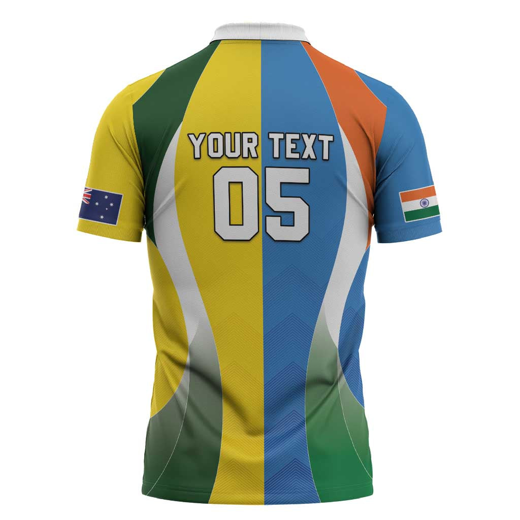 Custom India Vs Australia Cricket Zipper Polo Shirt Final Matchup - Wonder Print Shop