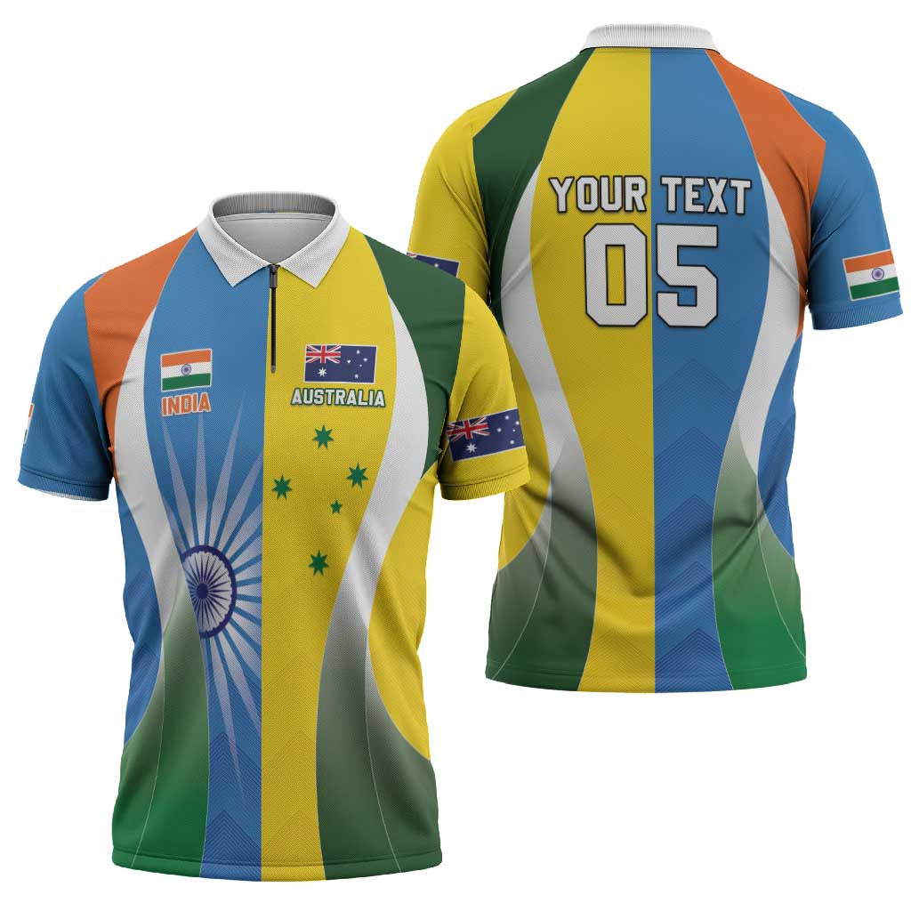 Custom India Vs Australia Cricket Zipper Polo Shirt Final Matchup - Wonder Print Shop