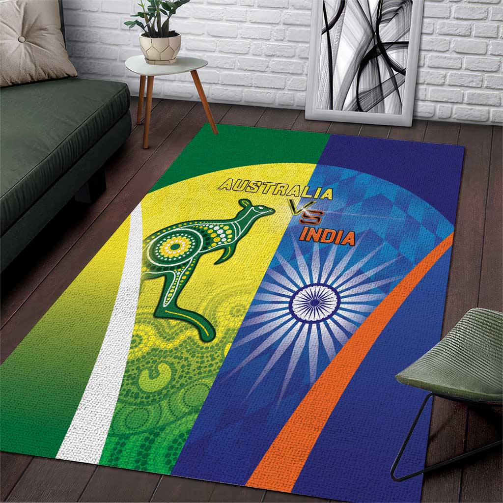 Australia And India Cricket Area Rug Ashoka Chakra With Aboriginal - Wonder Print Shop