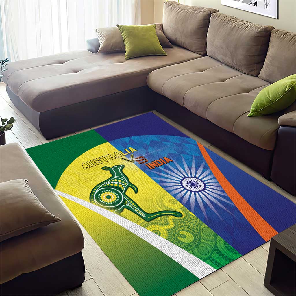 Australia And India Cricket Area Rug Ashoka Chakra With Aboriginal - Wonder Print Shop