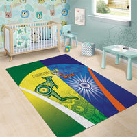 Australia And India Cricket Area Rug Ashoka Chakra With Aboriginal - Wonder Print Shop