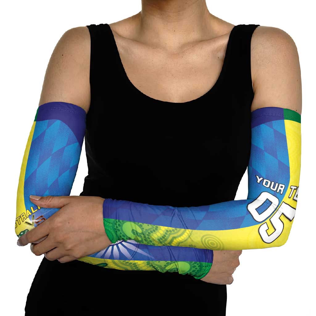 Custom Australia And India Cricket Arm Sleeves Ashoka Chakra With Aboriginal - Wonder Print Shop