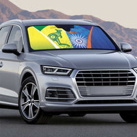 Australia And India Cricket Auto Sun Shade Ashoka Chakra With Aboriginal - Wonder Print Shop