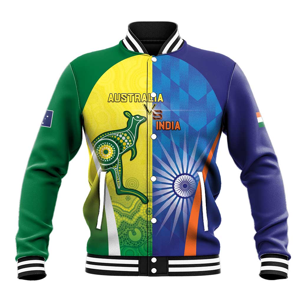 Custom Australia And India Cricket Baseball Jacket Ashoka Chakra With Aboriginal - Wonder Print Shop