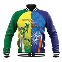Custom Australia And India Cricket Baseball Jacket Ashoka Chakra With Aboriginal - Wonder Print Shop