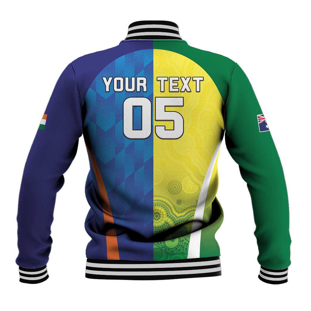 Custom Australia And India Cricket Baseball Jacket Ashoka Chakra With Aboriginal - Wonder Print Shop
