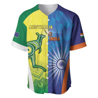 Custom Australia And India Cricket Baseball Jersey Ashoka Chakra With Aboriginal - Wonder Print Shop