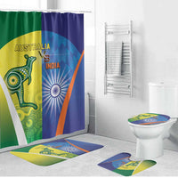 Australia And India Cricket Bathroom Set Ashoka Chakra With Aboriginal - Wonder Print Shop