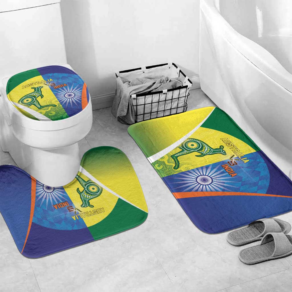 Australia And India Cricket Bathroom Set Ashoka Chakra With Aboriginal - Wonder Print Shop