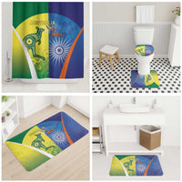 Australia And India Cricket Bathroom Set Ashoka Chakra With Aboriginal - Wonder Print Shop