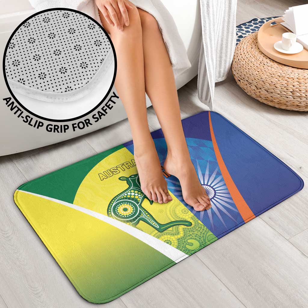 Australia And India Cricket Bathroom Set Ashoka Chakra With Aboriginal - Wonder Print Shop