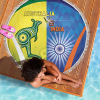 Australia And India Cricket Beach Blanket Ashoka Chakra With Aboriginal - Wonder Print Shop