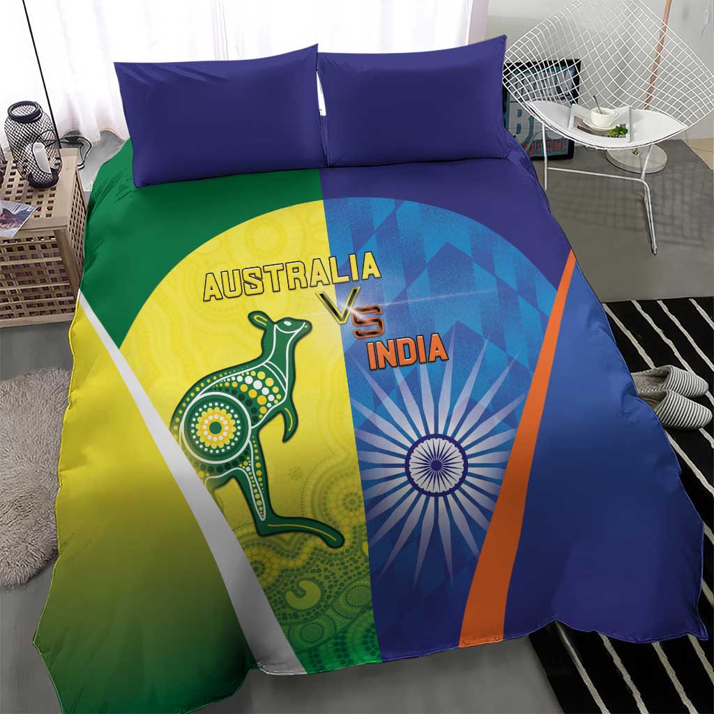 Australia And India Cricket Bedding Set Ashoka Chakra With Aboriginal - Wonder Print Shop