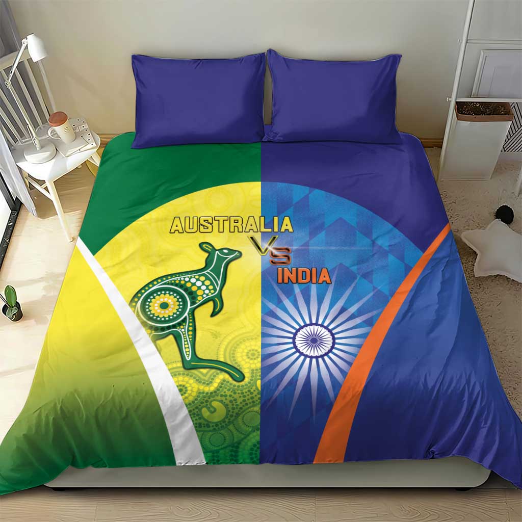 Australia And India Cricket Bedding Set Ashoka Chakra With Aboriginal - Wonder Print Shop