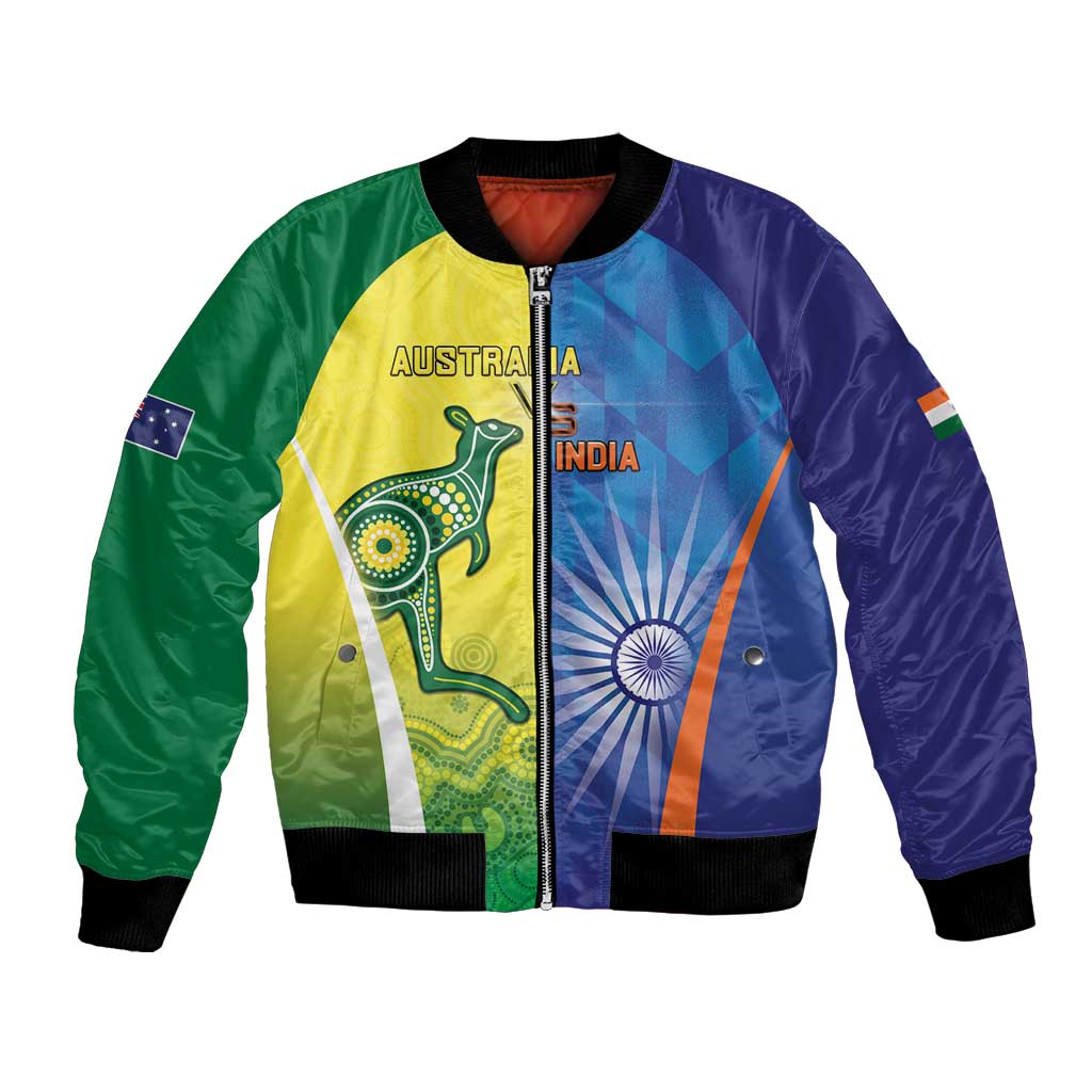 Custom Australia And India Cricket Bomber Jacket Ashoka Chakra With Aboriginal - Wonder Print Shop