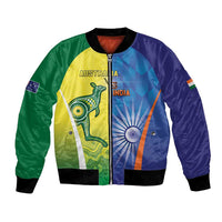 Custom Australia And India Cricket Bomber Jacket Ashoka Chakra With Aboriginal - Wonder Print Shop