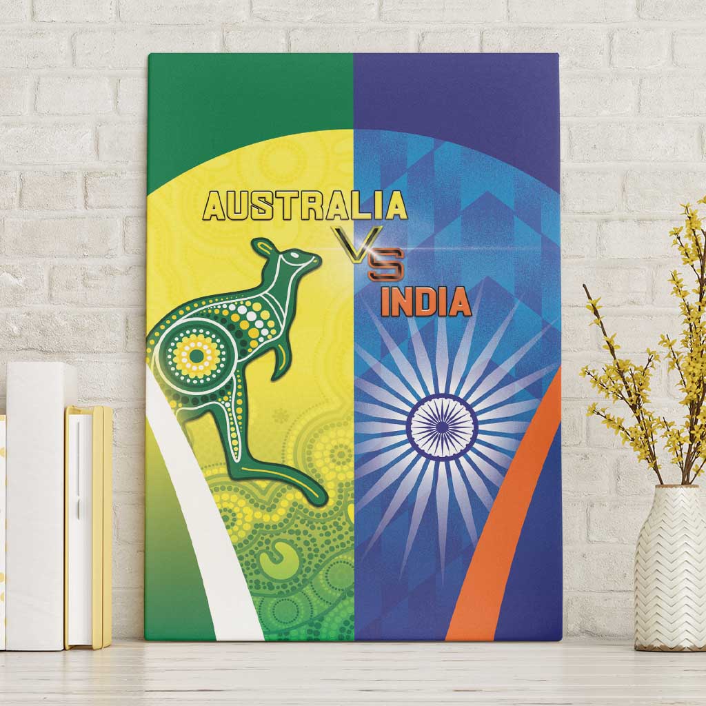 Australia And India Cricket Canvas Wall Art Ashoka Chakra With Aboriginal - Wonder Print Shop
