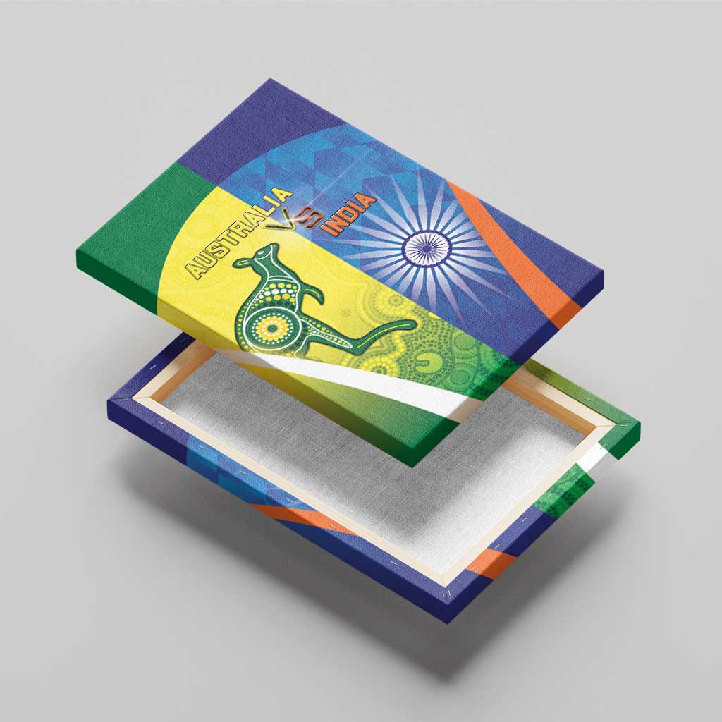 Australia And India Cricket Canvas Wall Art Ashoka Chakra With Aboriginal - Wonder Print Shop