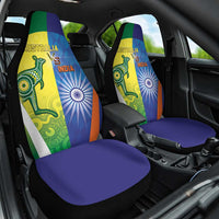 Australia And India Cricket Car Seat Cover Ashoka Chakra With Aboriginal - Wonder Print Shop
