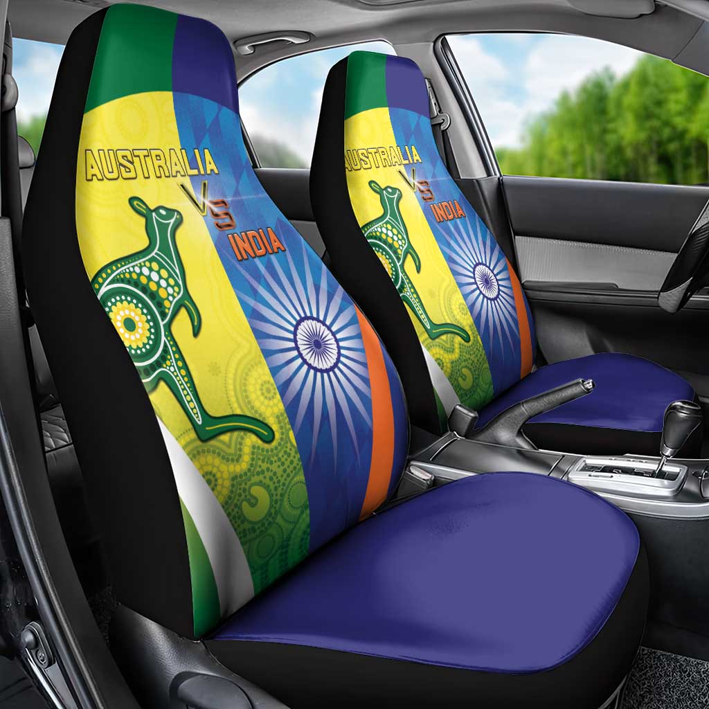 Australia And India Cricket Car Seat Cover Ashoka Chakra With Aboriginal - Wonder Print Shop