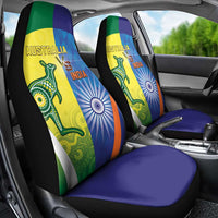 Australia And India Cricket Car Seat Cover Ashoka Chakra With Aboriginal - Wonder Print Shop