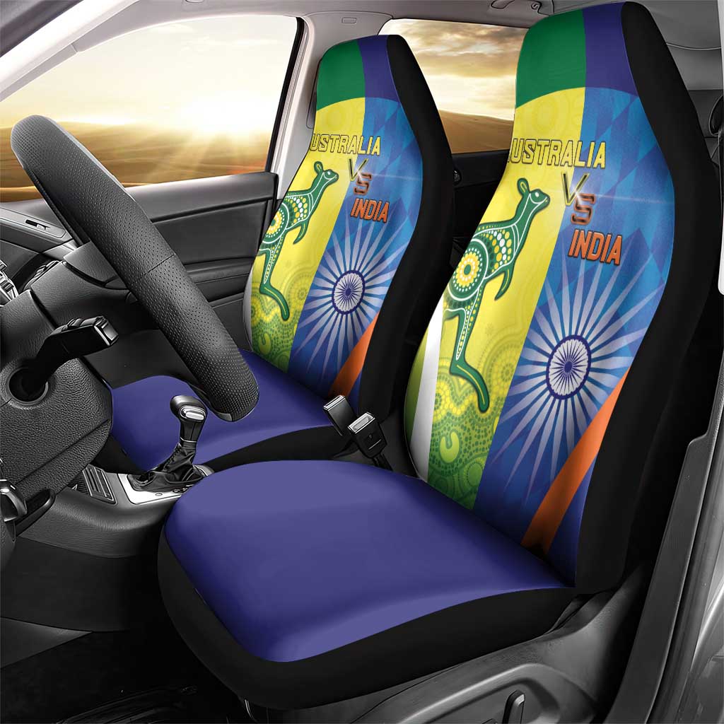 Australia And India Cricket Car Seat Cover Ashoka Chakra With Aboriginal - Wonder Print Shop