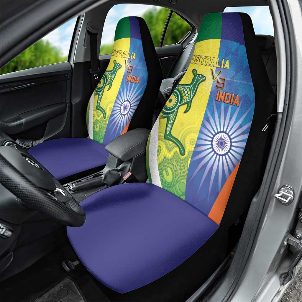 Australia And India Cricket Car Seat Cover Ashoka Chakra With Aboriginal - Wonder Print Shop