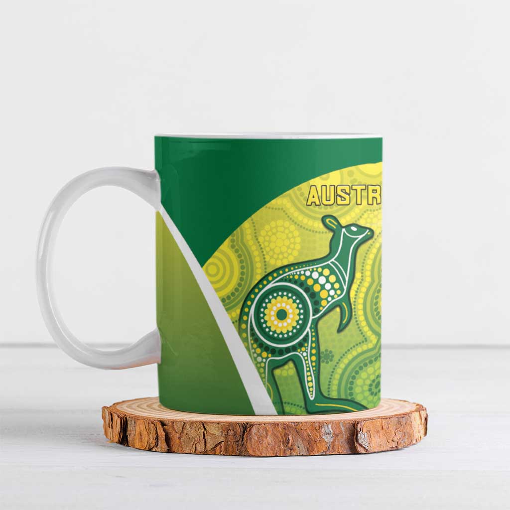 Australia And India Cricket Ceramic Mug Ashoka Chakra With Aboriginal - Wonder Print Shop