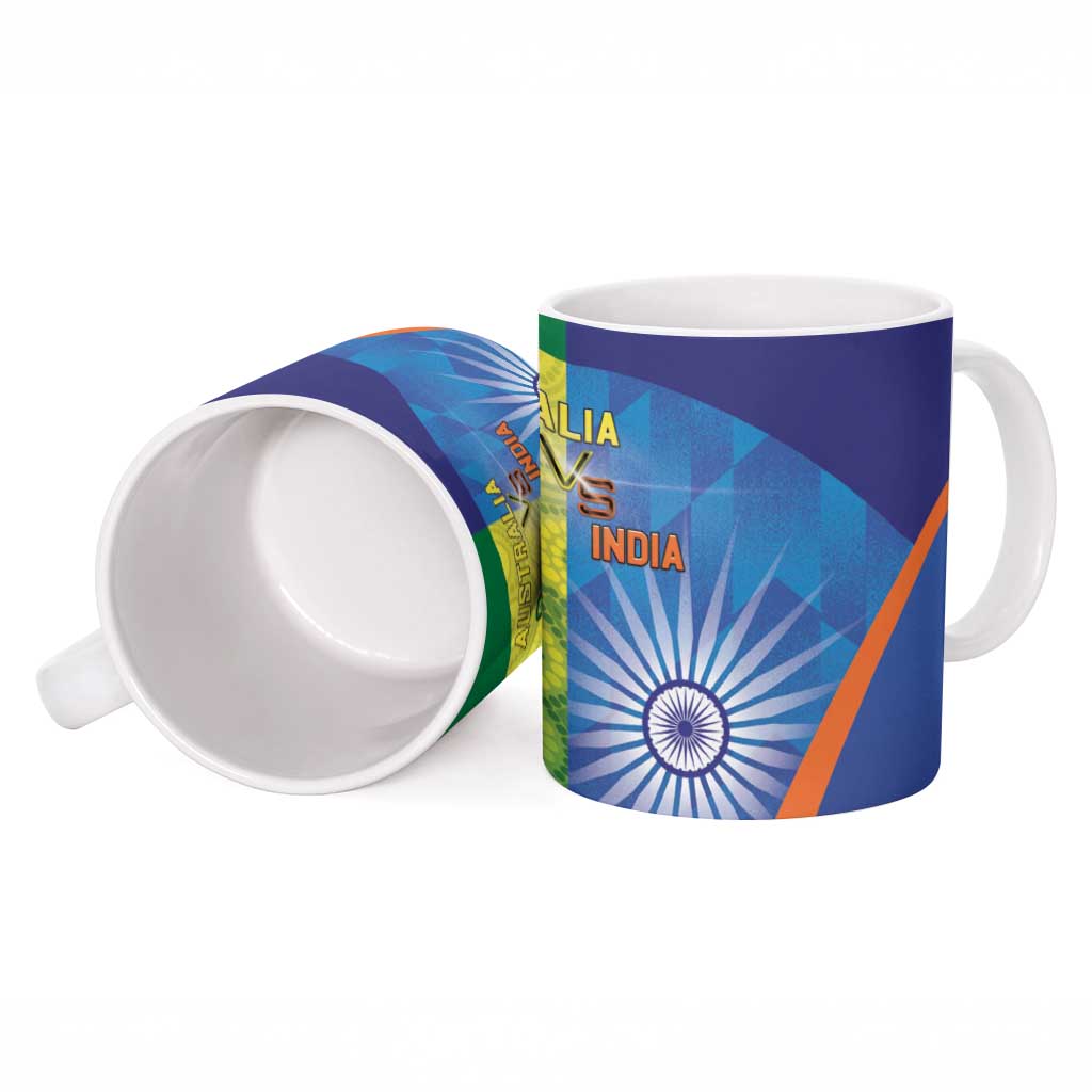 Australia And India Cricket Ceramic Mug Ashoka Chakra With Aboriginal - Wonder Print Shop