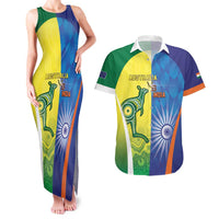 Custom Australia And India Cricket Couples Matching Tank Maxi Dress and Hawaiian Shirt Ashoka Chakra With Aboriginal - Wonder Print Shop