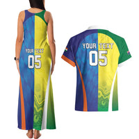 Custom Australia And India Cricket Couples Matching Tank Maxi Dress and Hawaiian Shirt Ashoka Chakra With Aboriginal - Wonder Print Shop